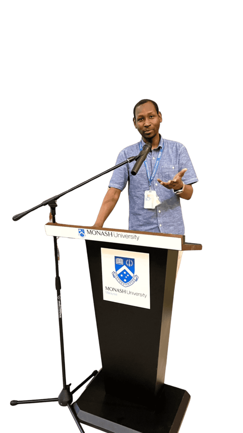 Mosa giving university lecture